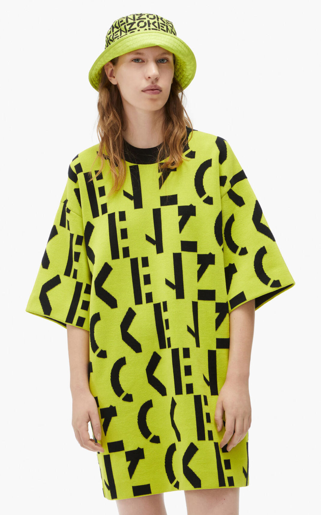 Kenzo Sport oversize monogram T shirt Ženska Obleke Svetlo Zelena SI-7083418